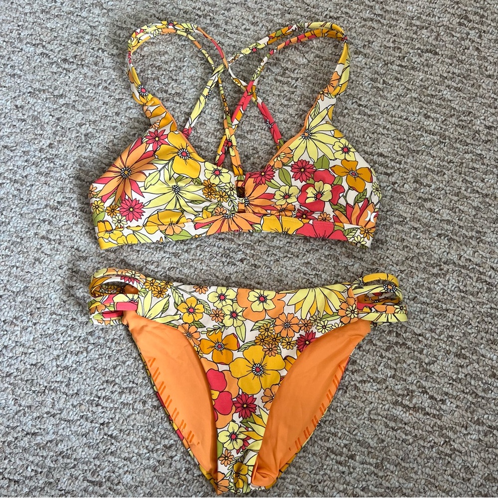 Hurley Floral Yellow and Orange Bikini